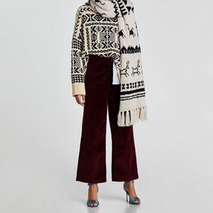 Zara High Waist Corduroy Trousers